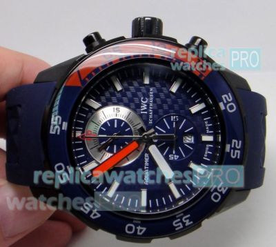 Replica IWC Aquatimer Blue Chronograph Dial With Rubber Strap Watch